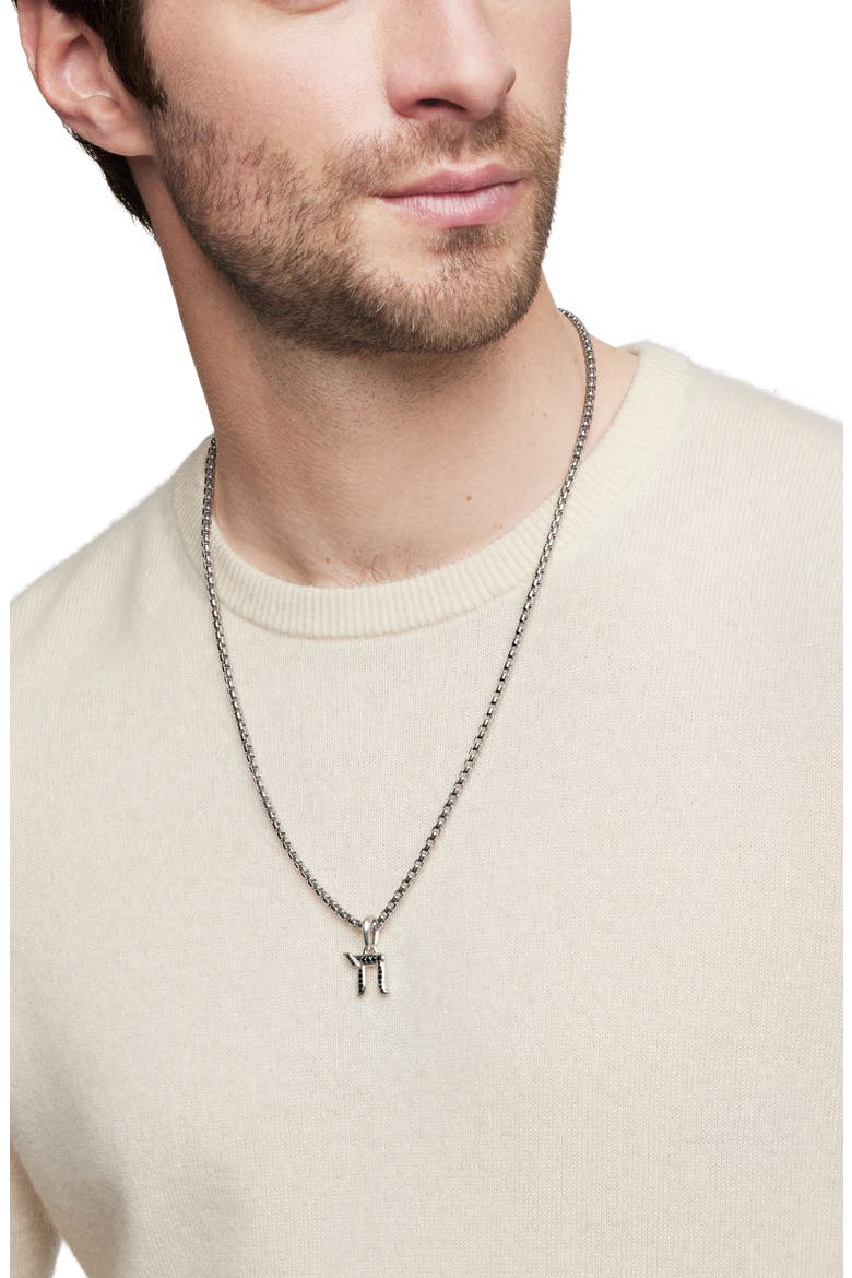 Chai Amulet in Sterling Silver with Pavé Black Diamonds, Alternate, color, BLACK DIAMOND