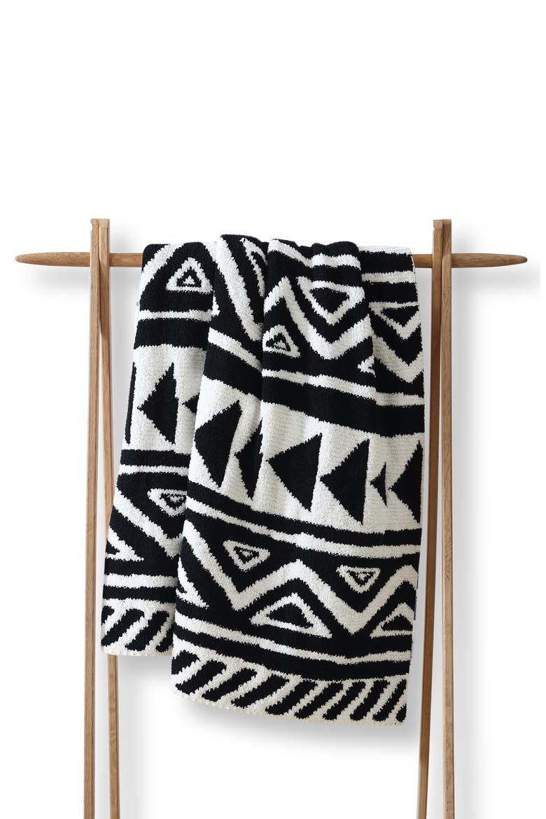 Tetouan Chenille Throw Blanket, Main, color, BLACK - OFF WHITE
