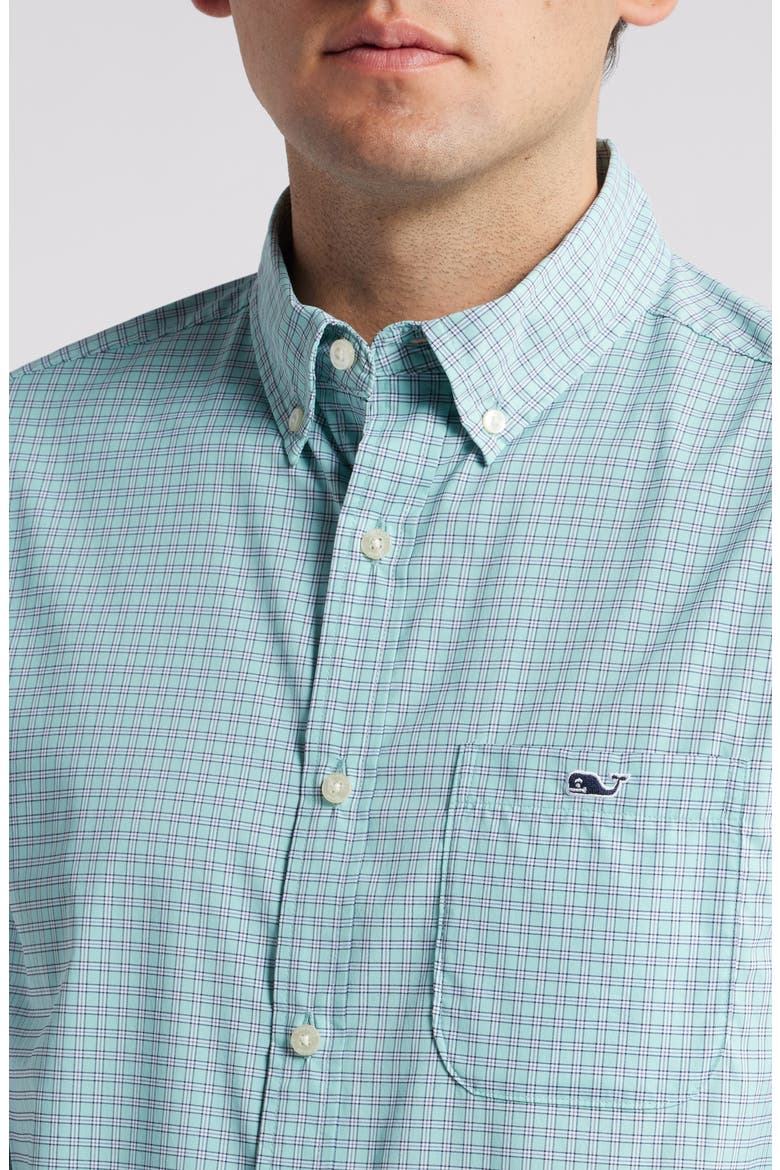 On-The-Go Check Performance Nylon Blend Button-Down Shirt, Alternate, color, IRIS CHECK