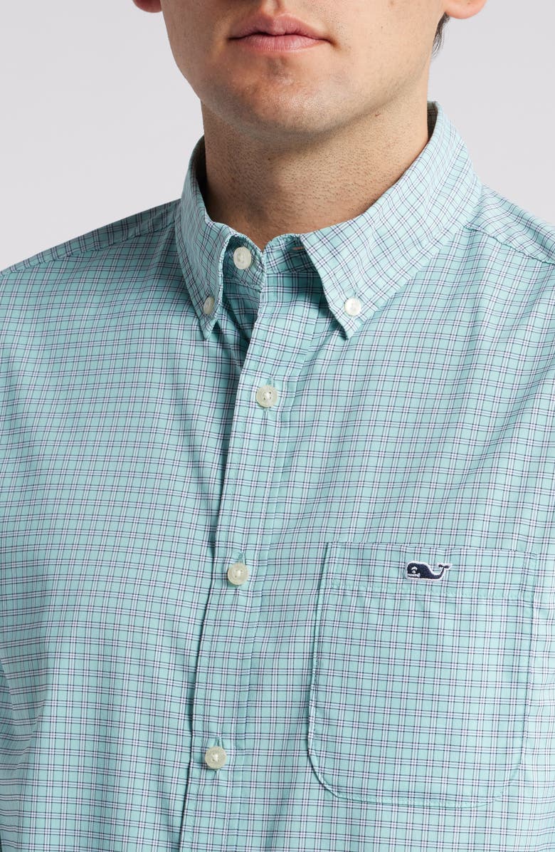 vineyard vines On-The-Go Check Performance Nylon Blend Button-Down Shirt, Alternate, color, 