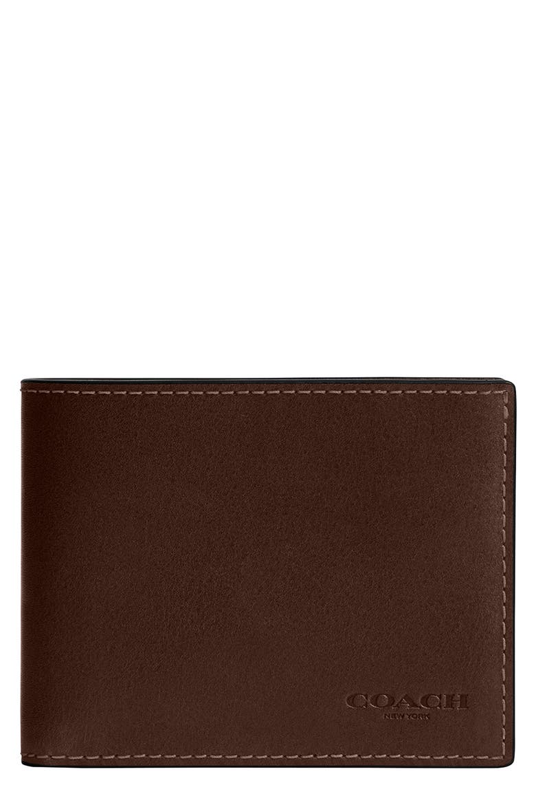 Slim Leather Bifold Wallet, Main, color, MAPLE