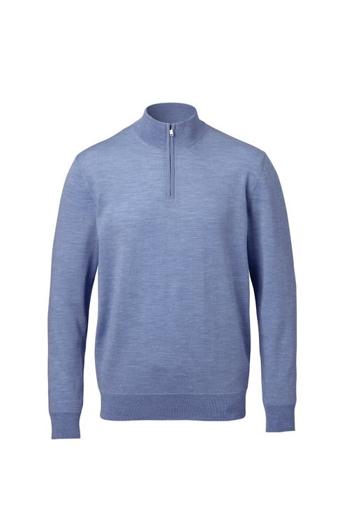 Charles Tyrwhitt Merino Zip Neck Long Sleeve Sweater In Blue