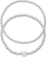 Adornia Beaded Initial Charm Bracelet Set