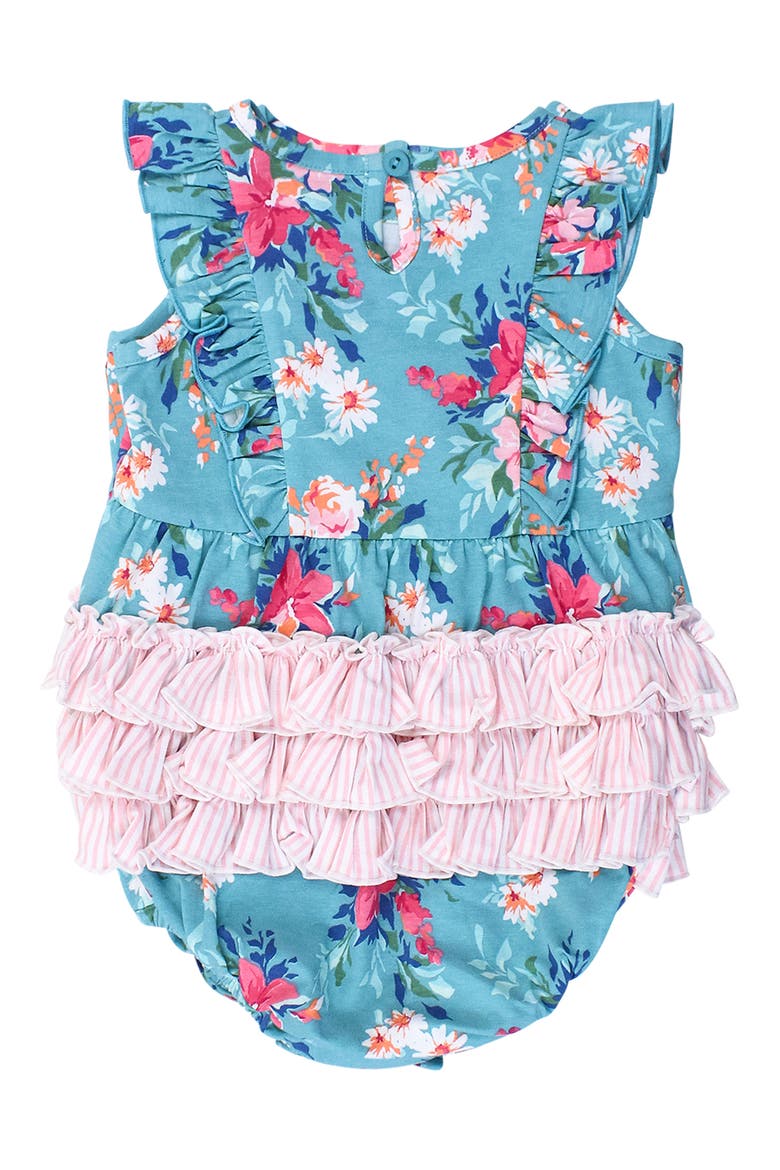 Fancy Me Floral Ruffle Waterfall Bubble Romper, Alternate, color, BLUE