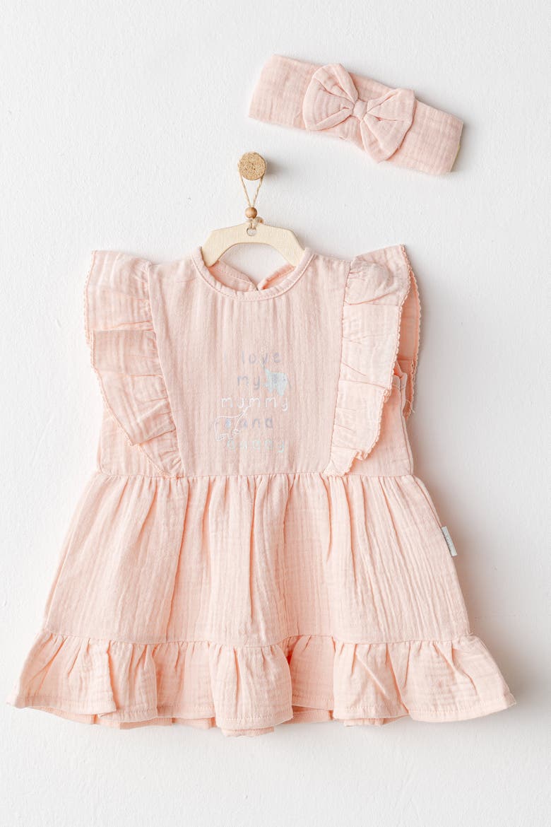 Love Family Muslin Dress Band Set, Alternate, color, Salmon