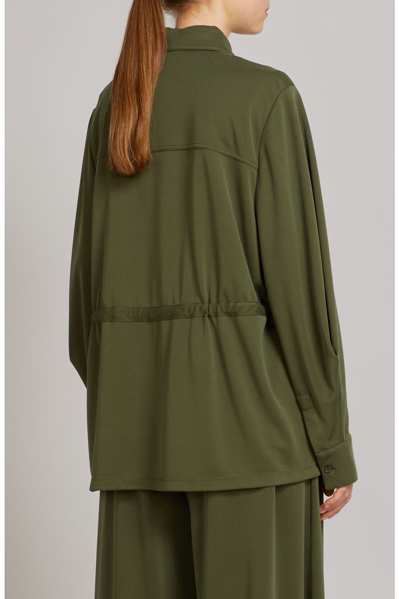Passo Tie Waist Jersey Button-Up Shirt, Alternate, color, MOSS GREEN