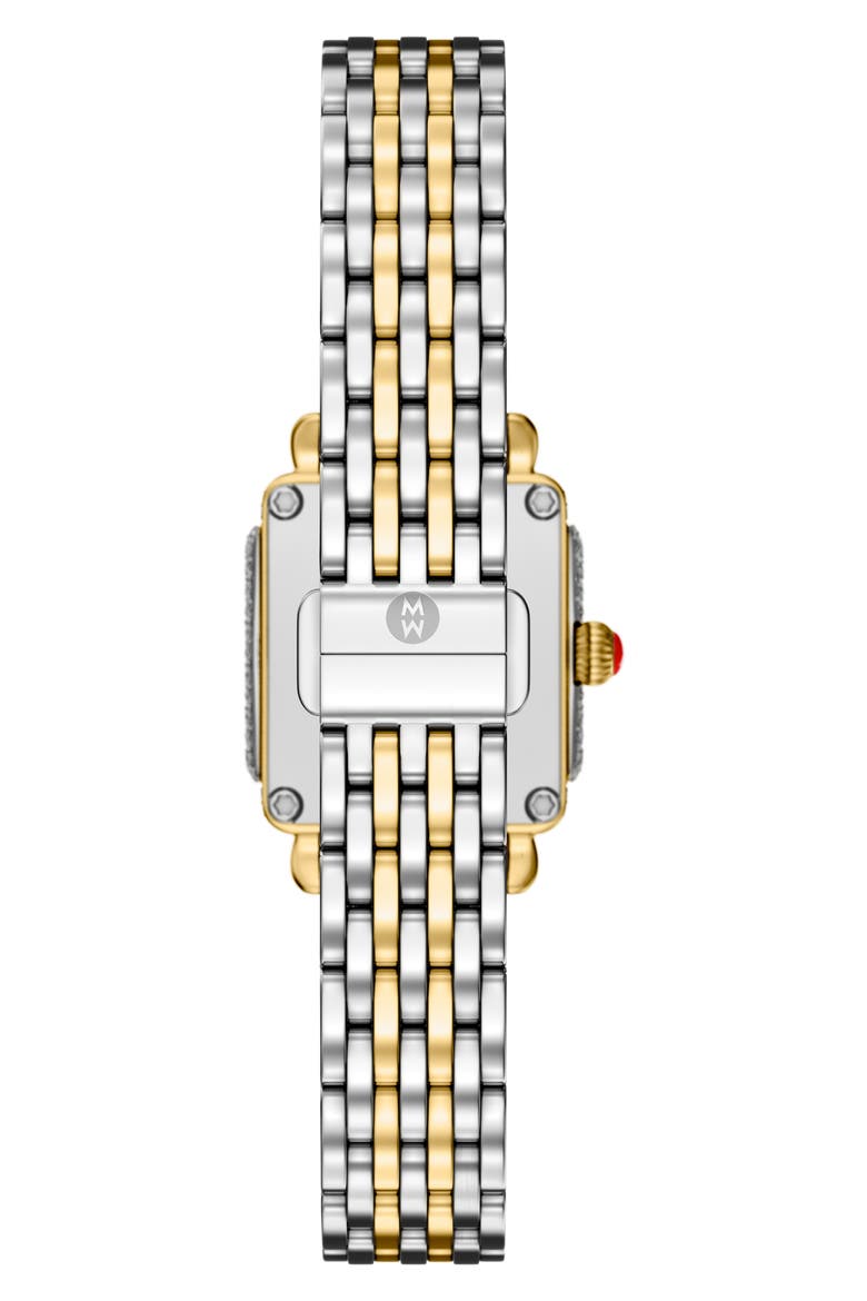 Deco Madison Mini Diamond & Mother-of-Pearl Two-Tone Bracelet Watch, 23mm x 24mm, Alternate, color, TWO TONE / GOLD PAVE