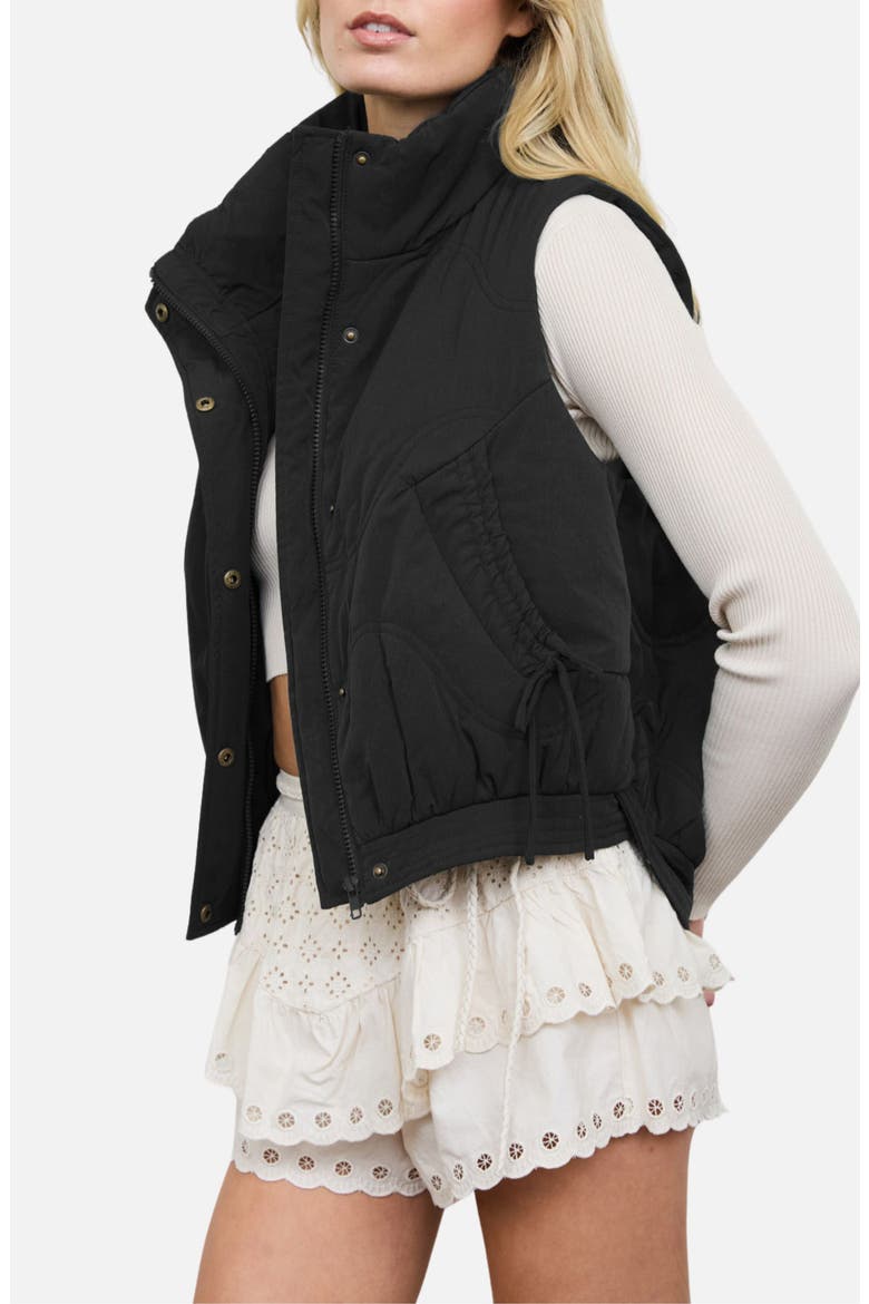Wave Quilted Vest, Alternate, color, BLACK