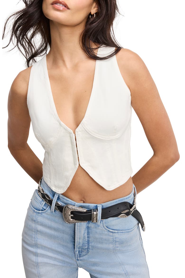 Underwire Organic Cotton Denim Vest, Main, color, CLOUD WHITE001
