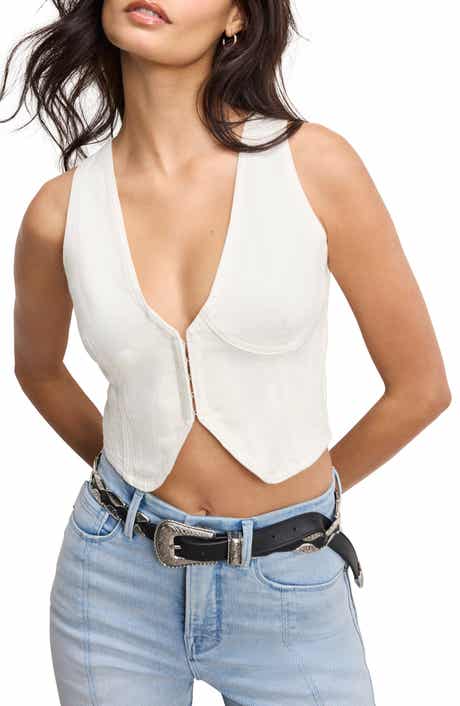Good American Underwire Organic Cotton Denim Vest