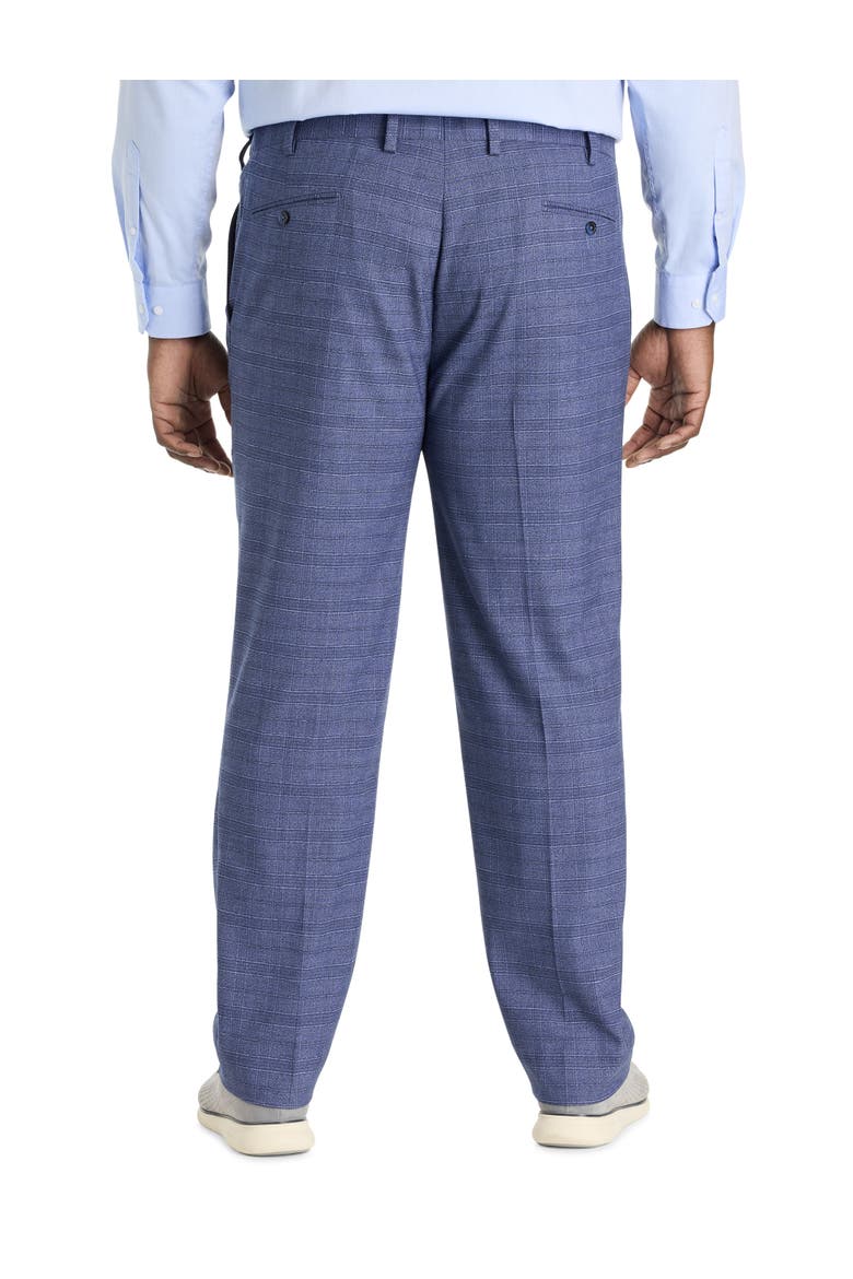 Big & Tall Waist-Relaxer Plaid Pleated Dress Pants, Alternate, color, BLUE