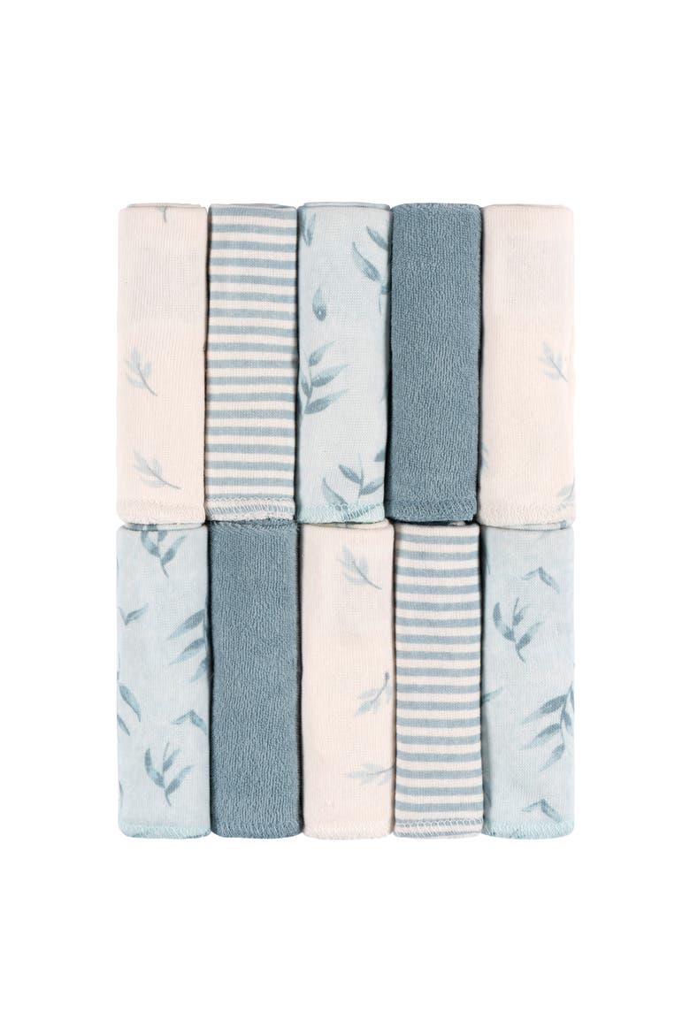 French Terry Washcloths Set, Pinks, One Size, Main, color, Soft Blue Tones