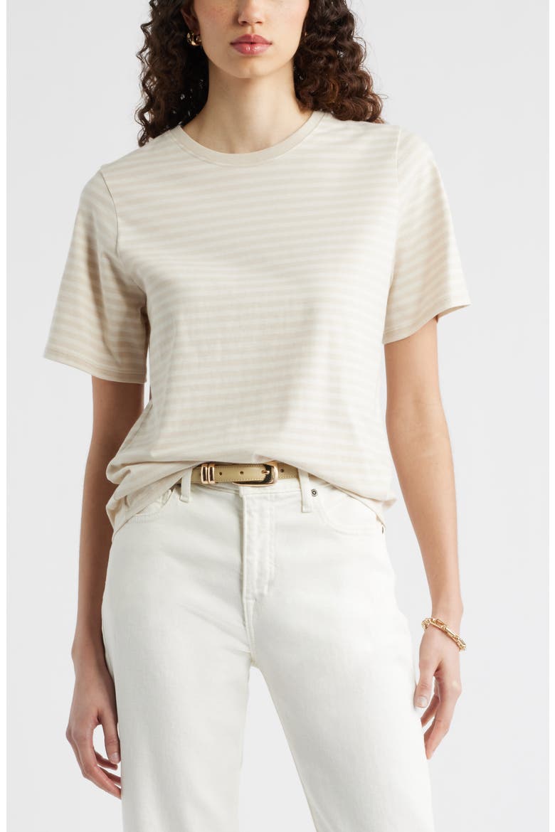 Relaxed Fit Pima Cotton Crewneck T-Shirt, Main, color, BEIGE- IVORY DAPHNEY STP