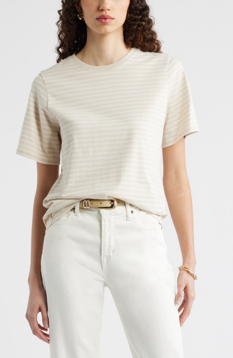 Nordstrom Relaxed Fit Pima Cotton Crewneck T-Shirt, Main, color, Beige- Ivory Daphney Stp