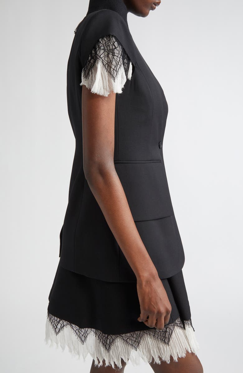 McQueen Cobweb Lace Wool Gabardine Jacket, Alternate, color, 