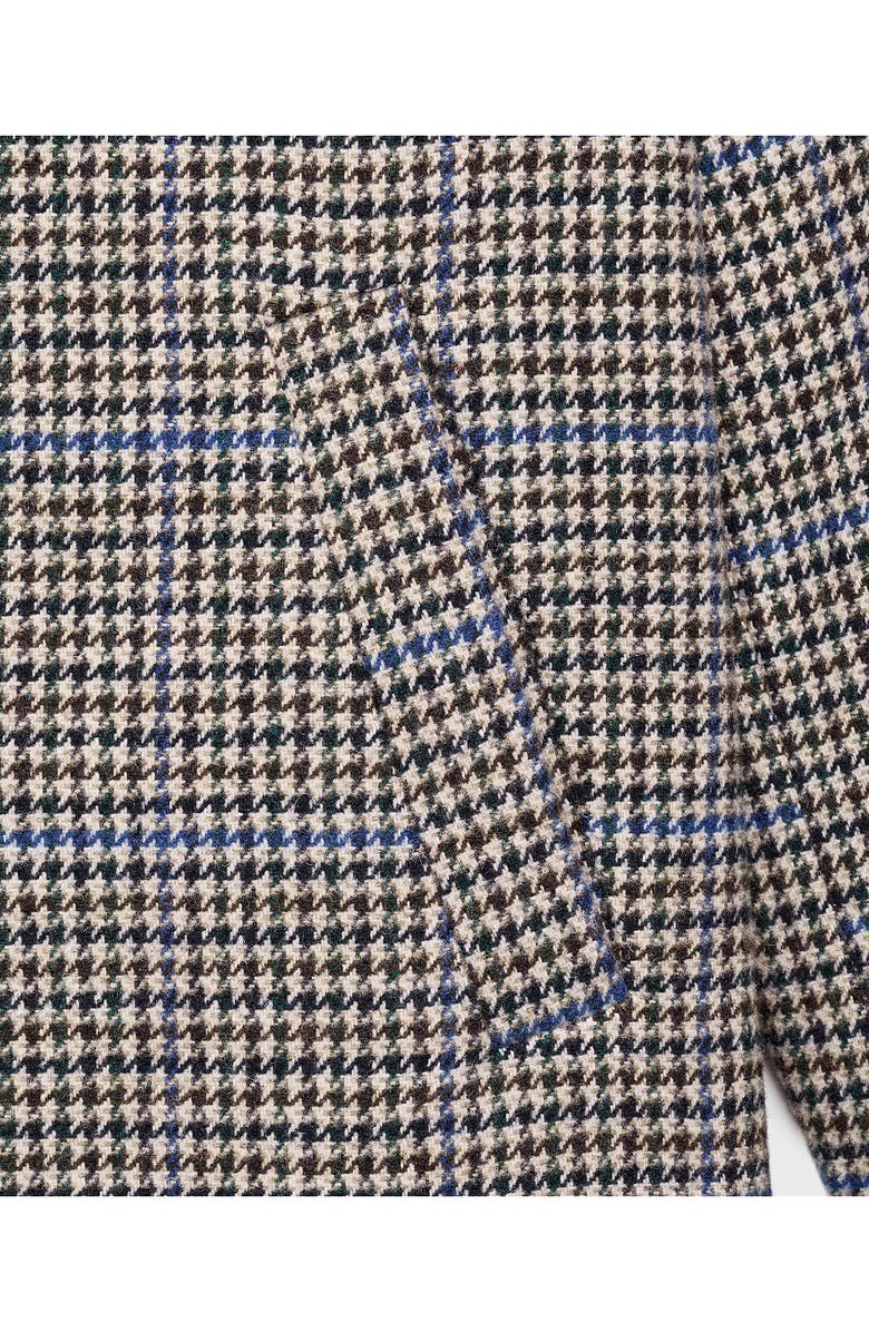 MANGO TEEN Houndstooth Longline Coat, Alternate, color, Beige