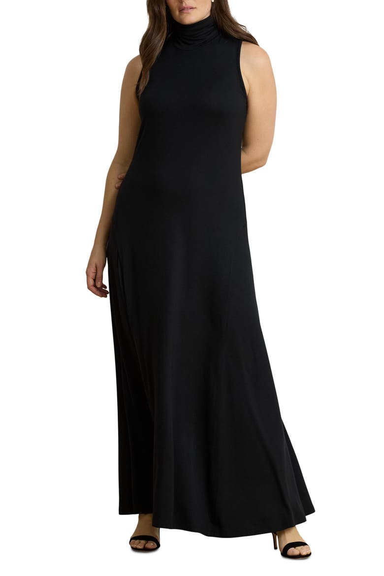 Sleeveless Stretch Jersey Maxi Dress, Alternate, color, BLACK