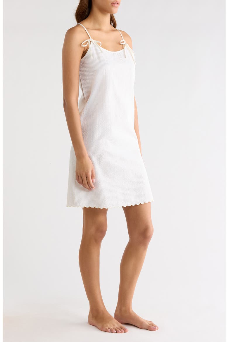 Stripe Scallop Edge Cotton Chemise, Alternate, color, LEMON/ WHITE STRIPE