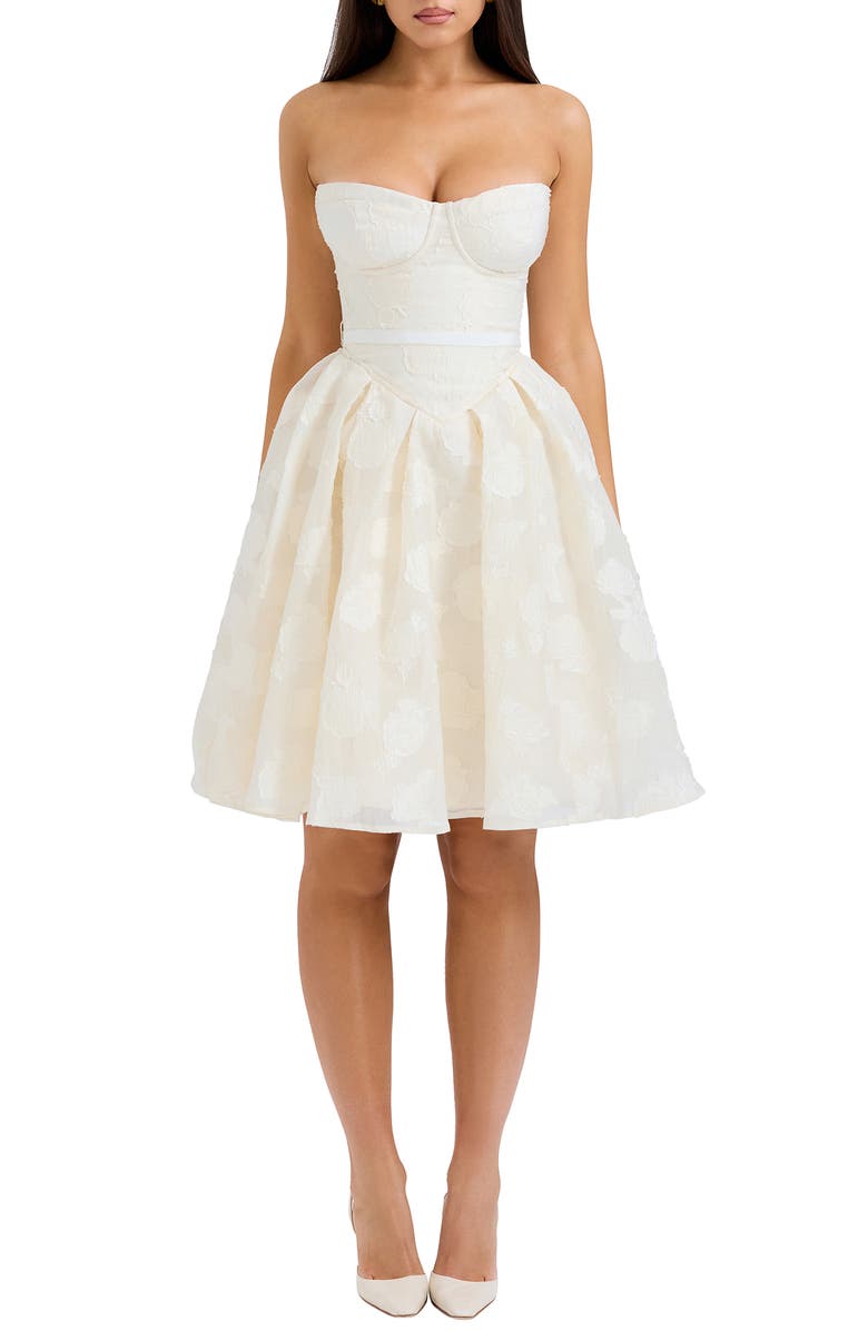 HOUSE OF CB Saige Strapless Minidress, Main, color, Cream
