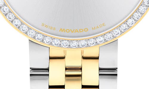 Movado Women's Museum Classic Lab Grown Diamond Swiss Quartz Light Yellow Pvd Watch, 29.5mm In Ivory/two Tone