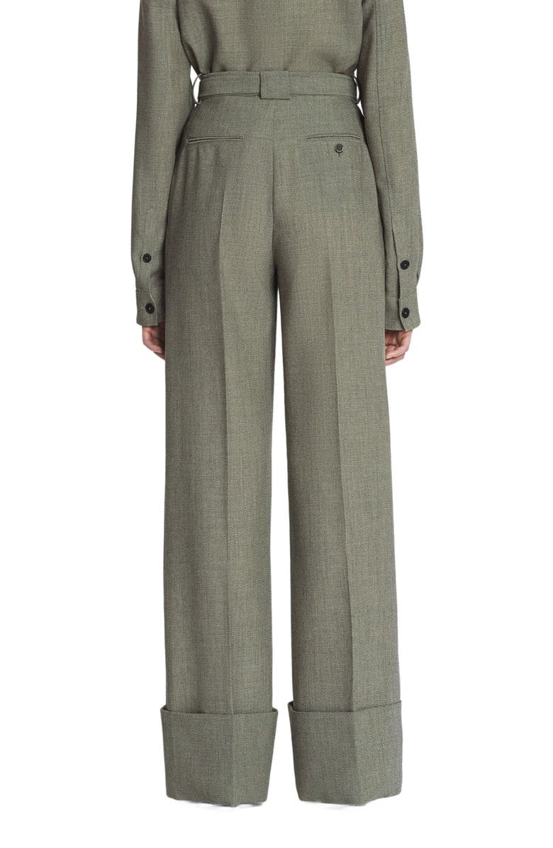 Lanvin Wide-Leg Cuffed Wool Pants, Alternate, color, 