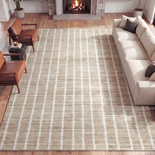 Jonathan Y Designs Orton Distressed Ticking Stripe Non-slip Machine-washable Rug In Beige/cream