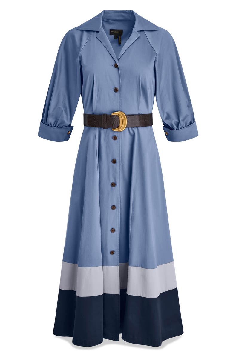 Donna Karan New York Belted Stretch Cotton Shirtdress, Alternate, color, Tempest/ Dusk/ Nightfall