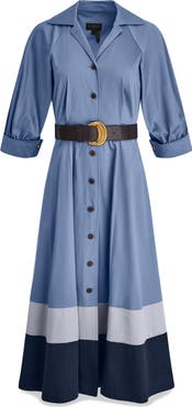 Donna Karan New York Belted Stretch Cotton Shirtdress