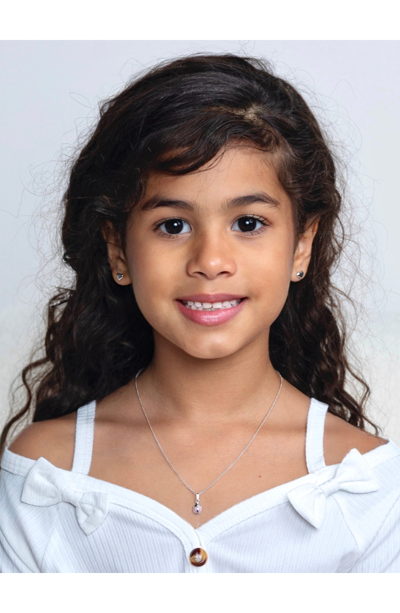 Mia Belle Girls Sterling Silver Pink Ladybug Pendant Necklace, Alternate, color, Metallic Silver