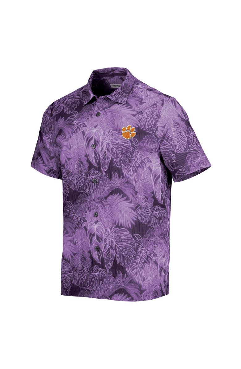 Tommy Bahama Men's Tommy Bahama Purple Clemson Tigers Coast Luminescent Fronds Camp Button-Up Shirt, Alternate, color, 
