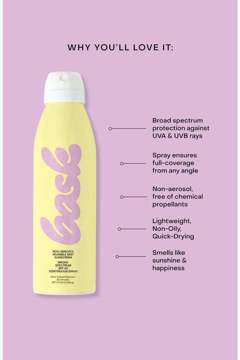 Non-Aerosol Invisible Mist Sunscreen Broad Spectrum SPF 50 Continuous Spray, Alternate, color, NO COLOR
