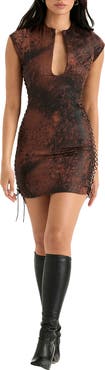 HOUSE OF CB Daphne Cord Up Laced Minidress