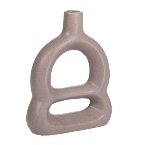 Decorative Stoneware Sculptural Vase, Tan