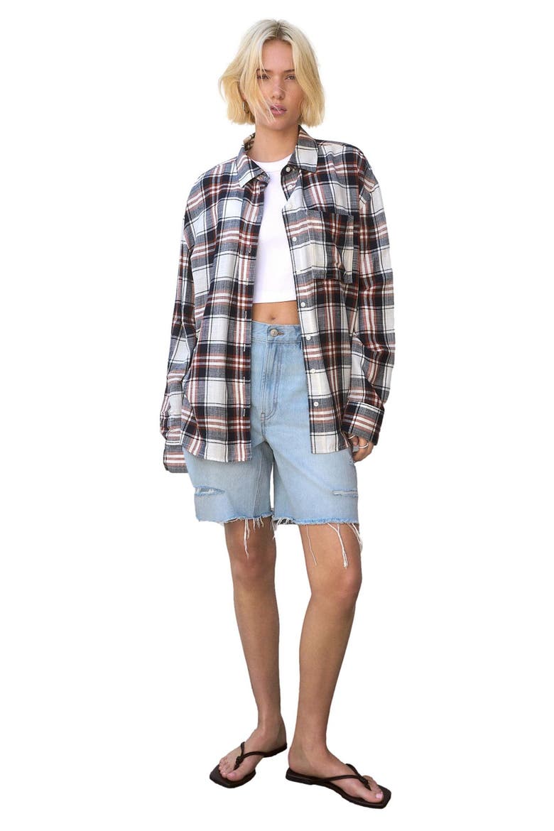 Slouchy Cutoff Denim Shorts, Alternate, color, BLUE
