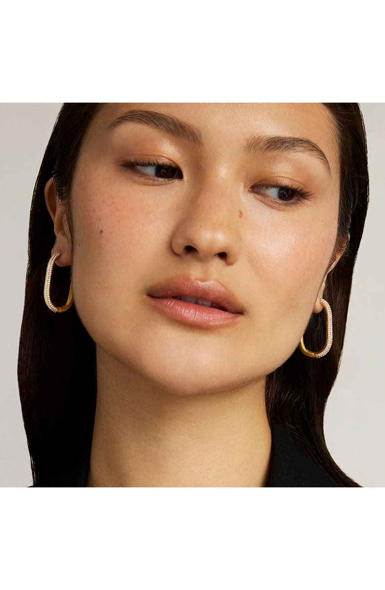 Dean Davidson Juliette Pavé Hinged Hoop Earrings, Alternate, color, White Topaz/ Gold