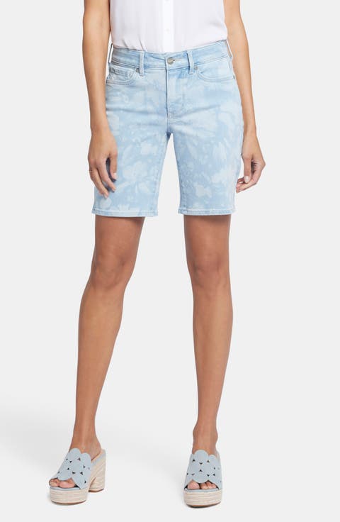 Ella Print Side Slit Denim Shorts (Marian Annabella)