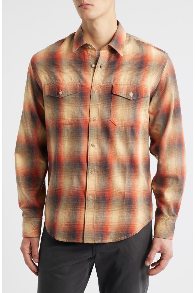 Ranchero Modern Fit Plaid Cotton Button-Up Shirt, Alternate, color, PUMPKIN