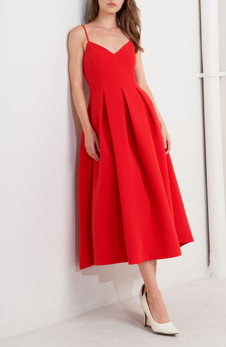 FREEMARKET Sleeveless Fit & Flare Midi Dress, Alternate, color, Red