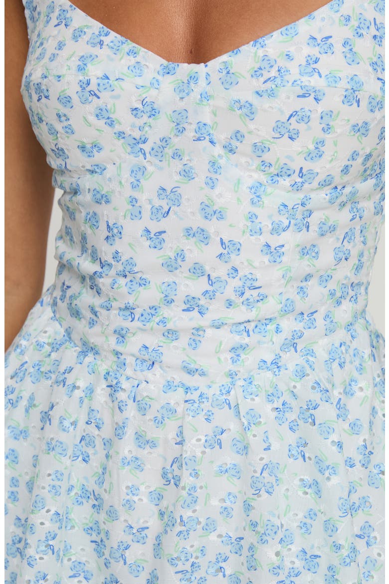 Gozette Broderie Anglaise Mini Sundress, Alternate, color, BLUE FLORAL