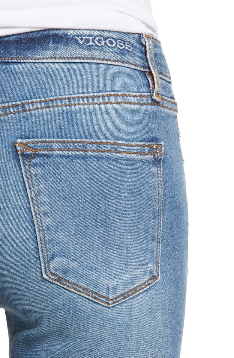 Vigoss Marley Raw Hem Super Skinny Jeans, Alternate, color, 