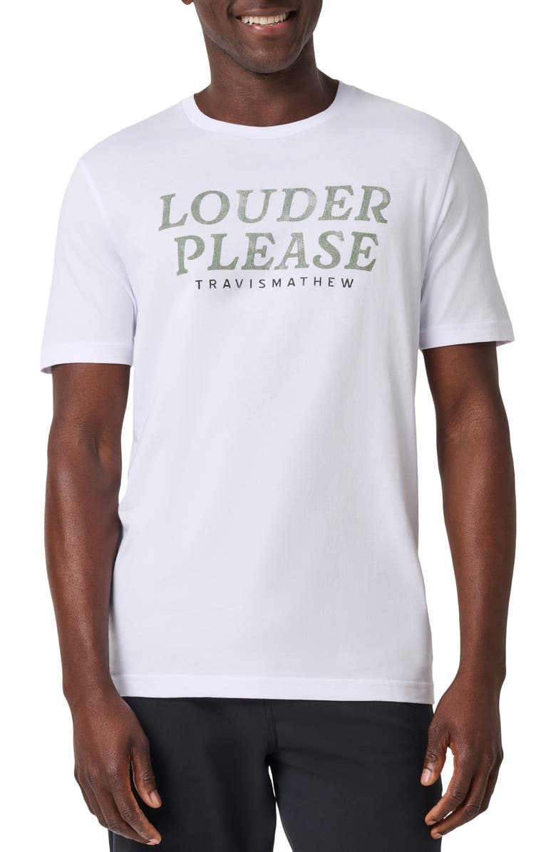 TravisMathew Louder Please Graphic T-Shirt, Main, color, White