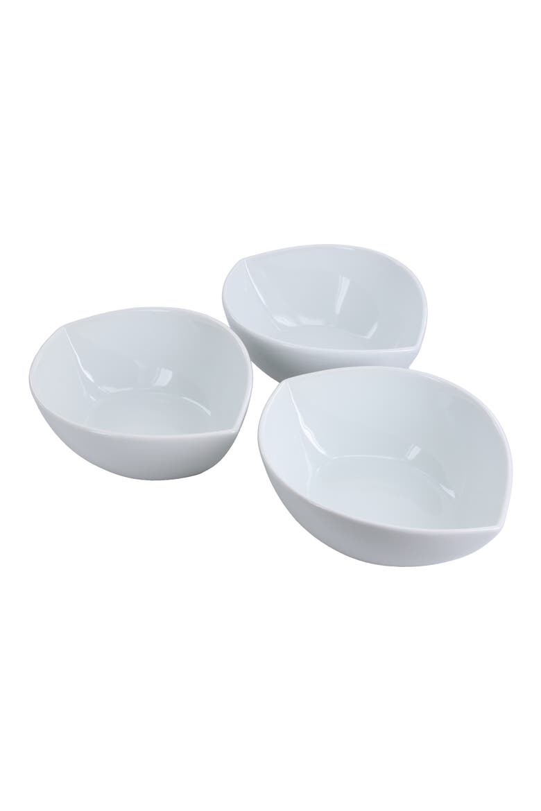Set of 3 Split Oval Bowls, Alternate, color, WHITE