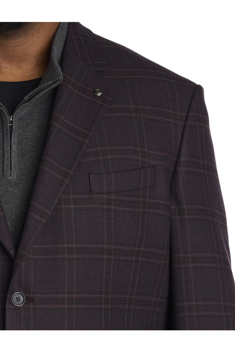 Big & Tall  Windowpane Sport Coat- Executive Cut, Alternate, color, BURGUNDY