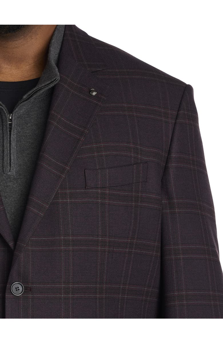 Oak Hill by DXL Big & Tall Windowpane Sport Coat, Alternate, color, Burgundy