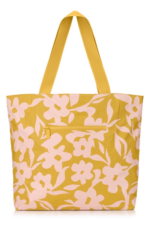 Aloha Collection Day Tripper Fall Flowers Water Resistant Tyvek® Tote In Yellow
