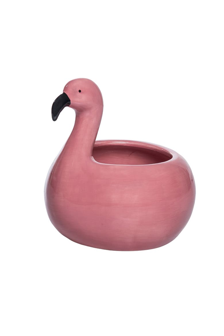Dolomite Flamingo Floatie Planter Pink and Black for Spring Garden Decor, Main, color, Pink