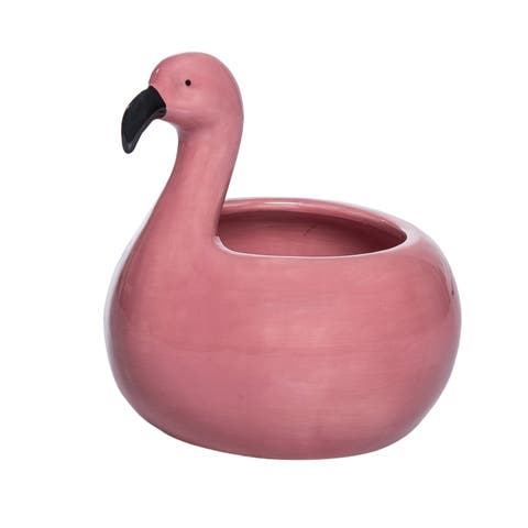 Dolomite Flamingo Floatie Planter Pink and Black for Spring Garden Decor