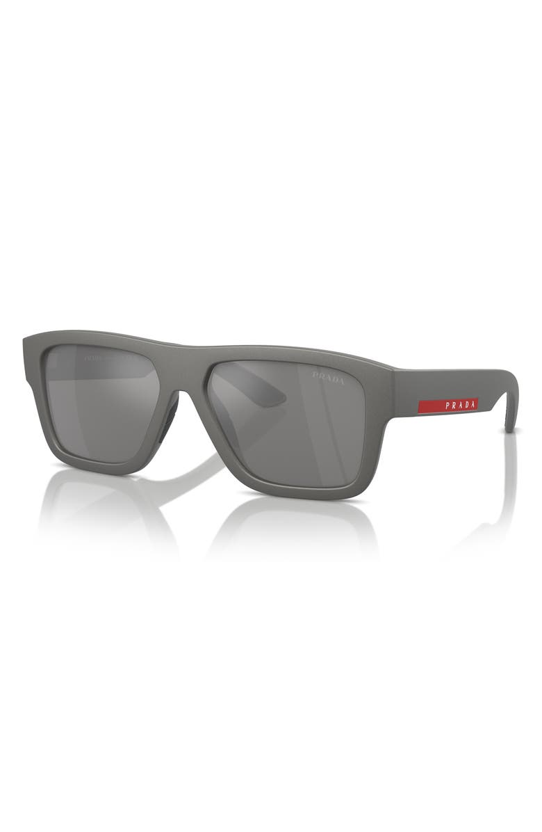 Prada Linea Rossa 56mm Square Sunglasses, Alternate, color, Grey Silver
