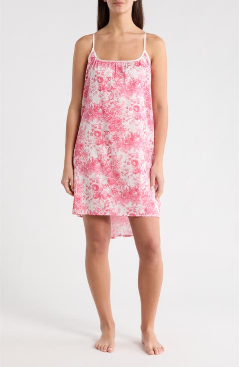 Toile de Jouy Cotton Sateen High-Low Chemise