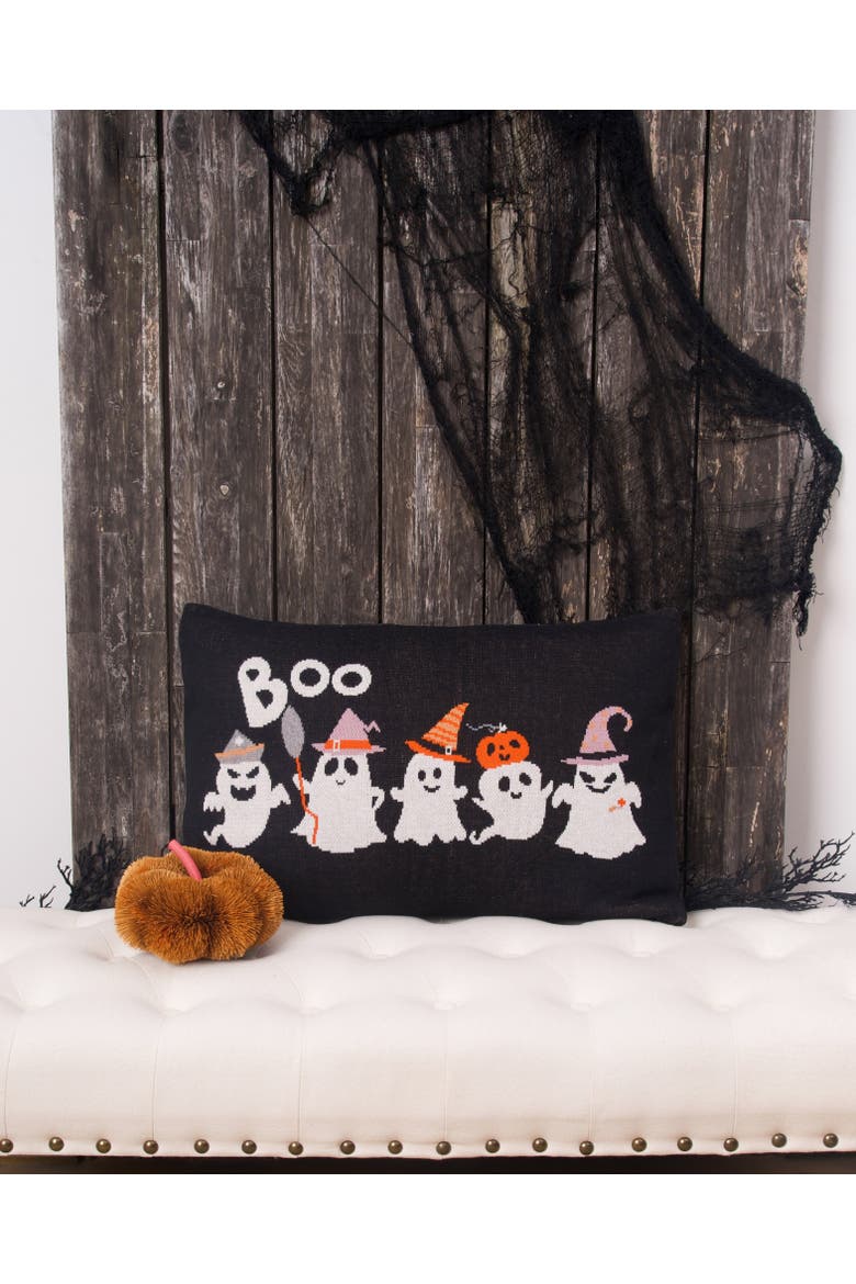 Halloween Ghosts "Boo" Cotton Blend Halloween Accent Throw Pillow 16" x 24", Alternate, color, Black